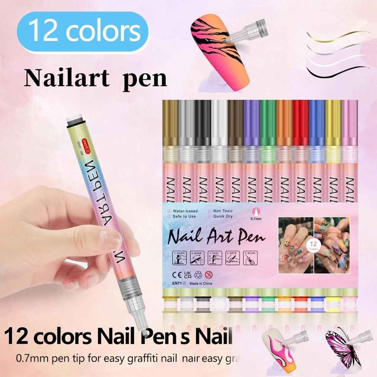 Nail Art Pens Set of 12 Colors