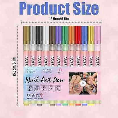 Nail Art Pens Set of 12 Colors